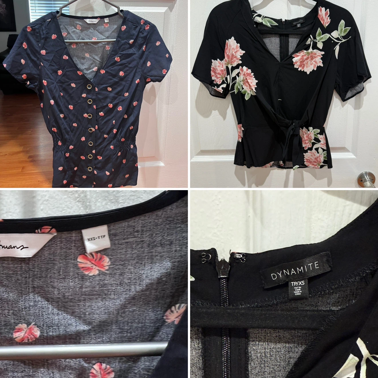 Women's Floral V-Neck Short Sleeve Tops
