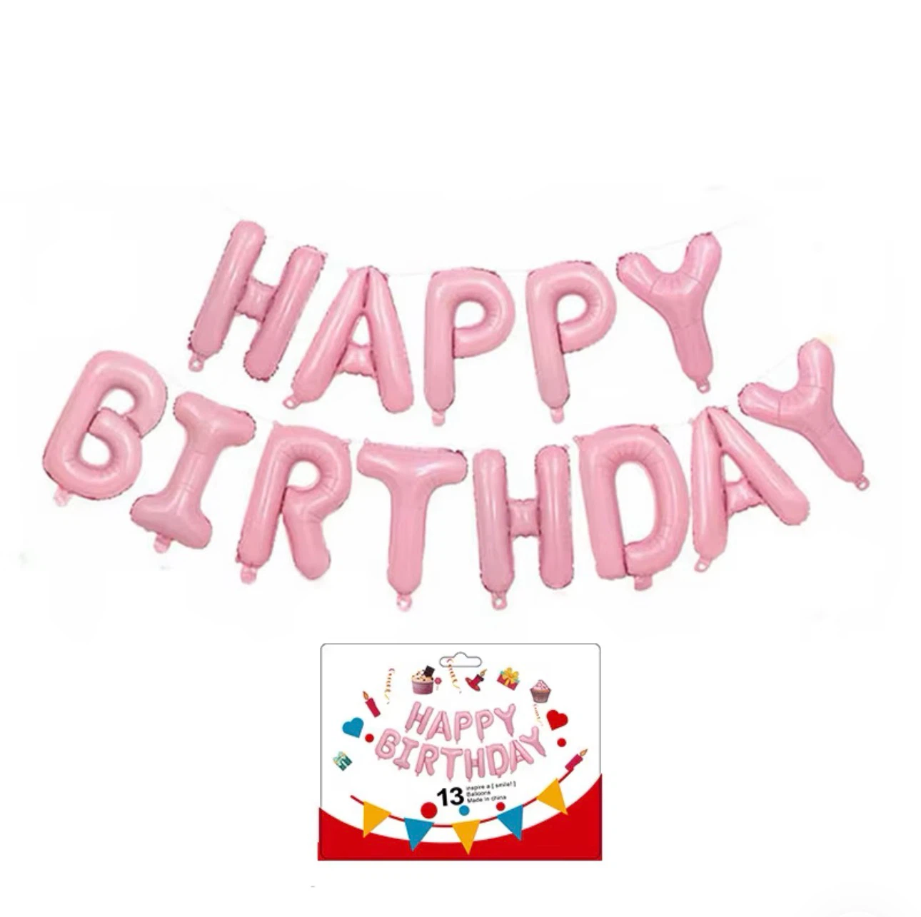 Pink Happy Birthday Letter Balloon Set