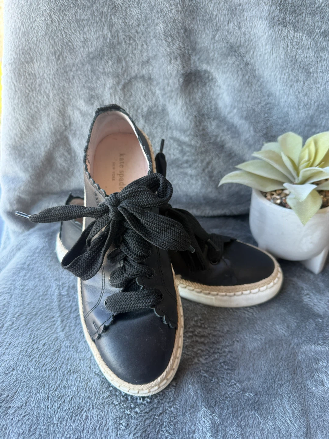 Kate Spade Black Scalloped Sneakers