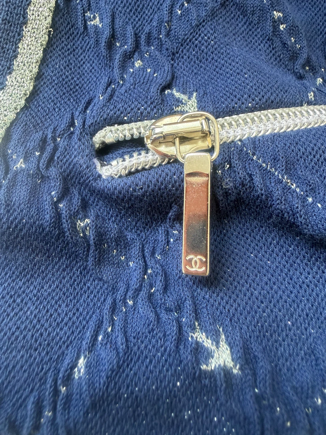 Chanel Blue Knit Sweater with Silver Accents - photo 2