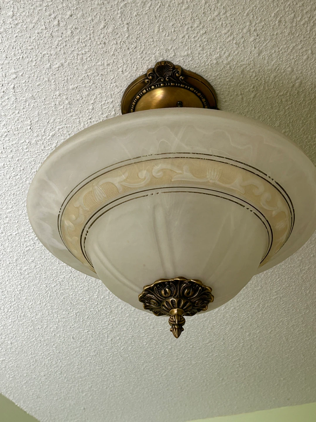 Vintage Brass and Frosted Glass Chandelier - photo 3