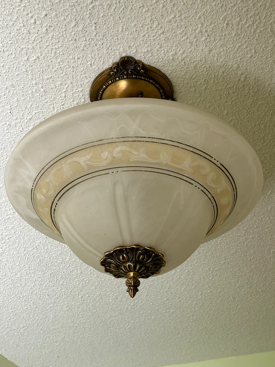 Vintage Brass and Frosted Glass Chandelier - photo 4