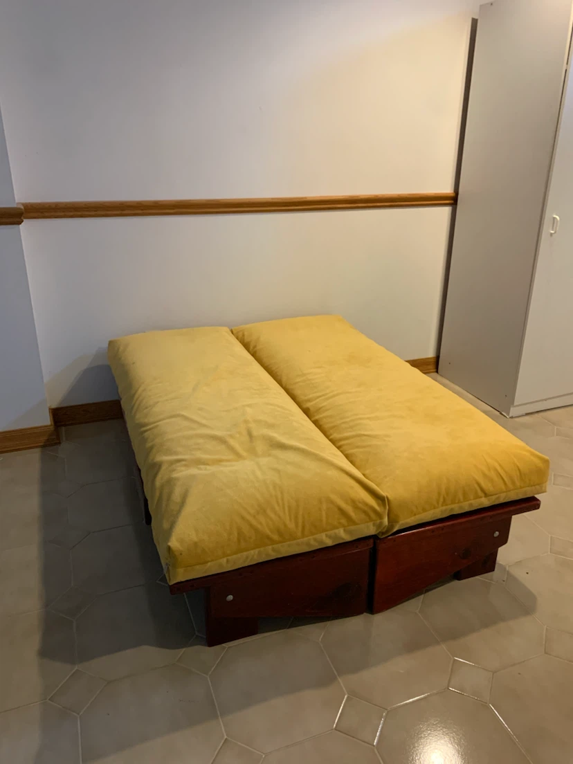Yellow Futon Day Bed with Wooden Base