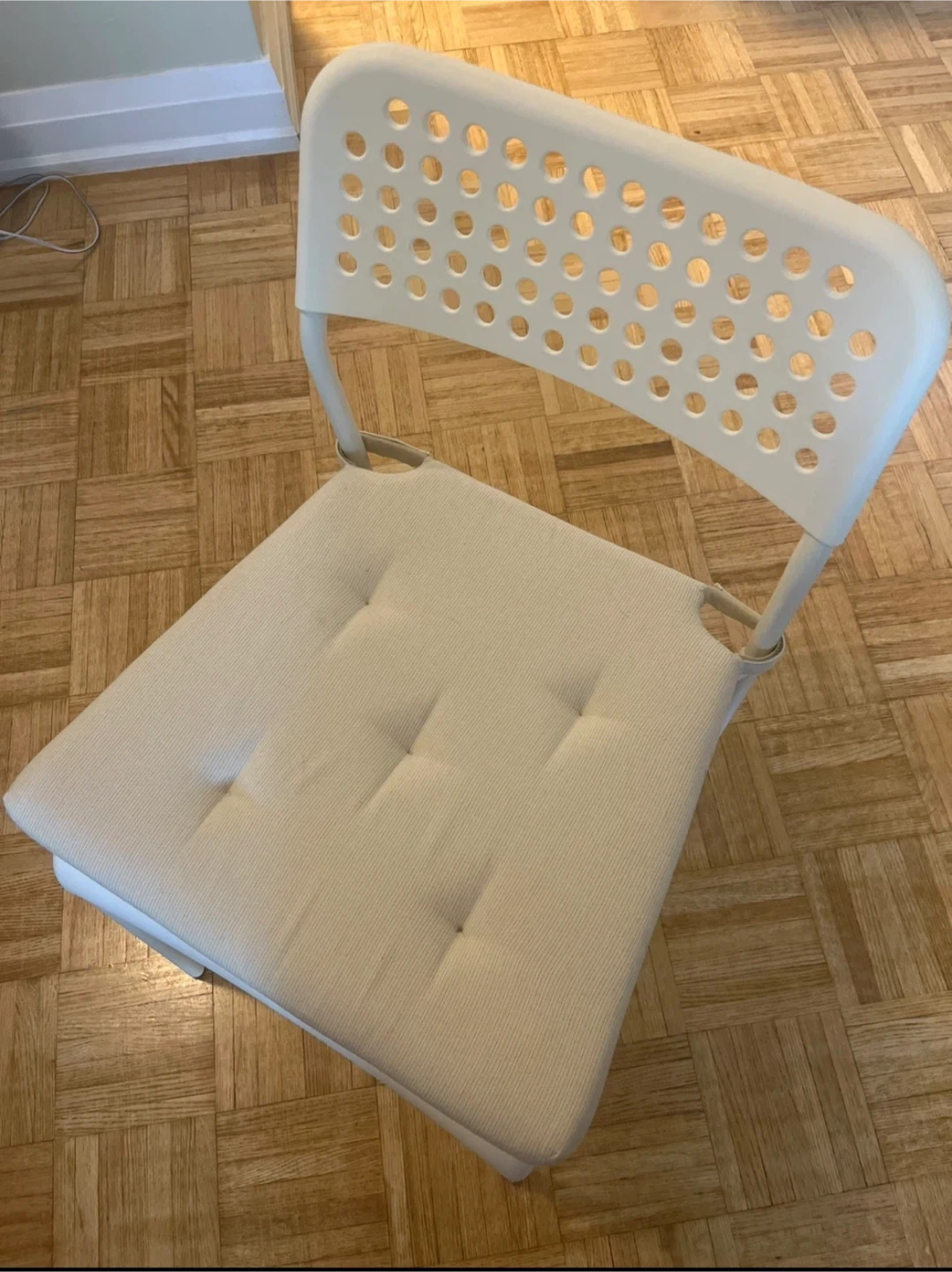 White Folding Chair with Padded Seat