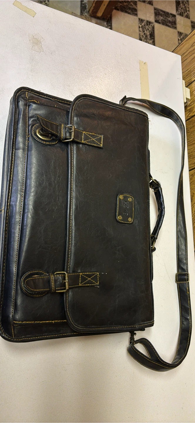 Dark Brown Faux Leather Briefcase