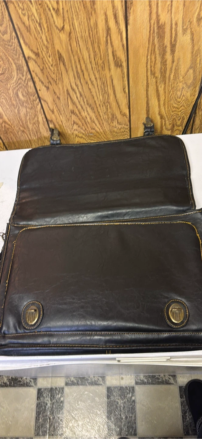Dark Brown Faux Leather Briefcase - photo 2
