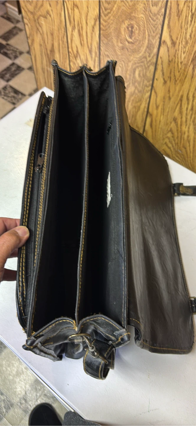 Dark Brown Faux Leather Briefcase - photo 3