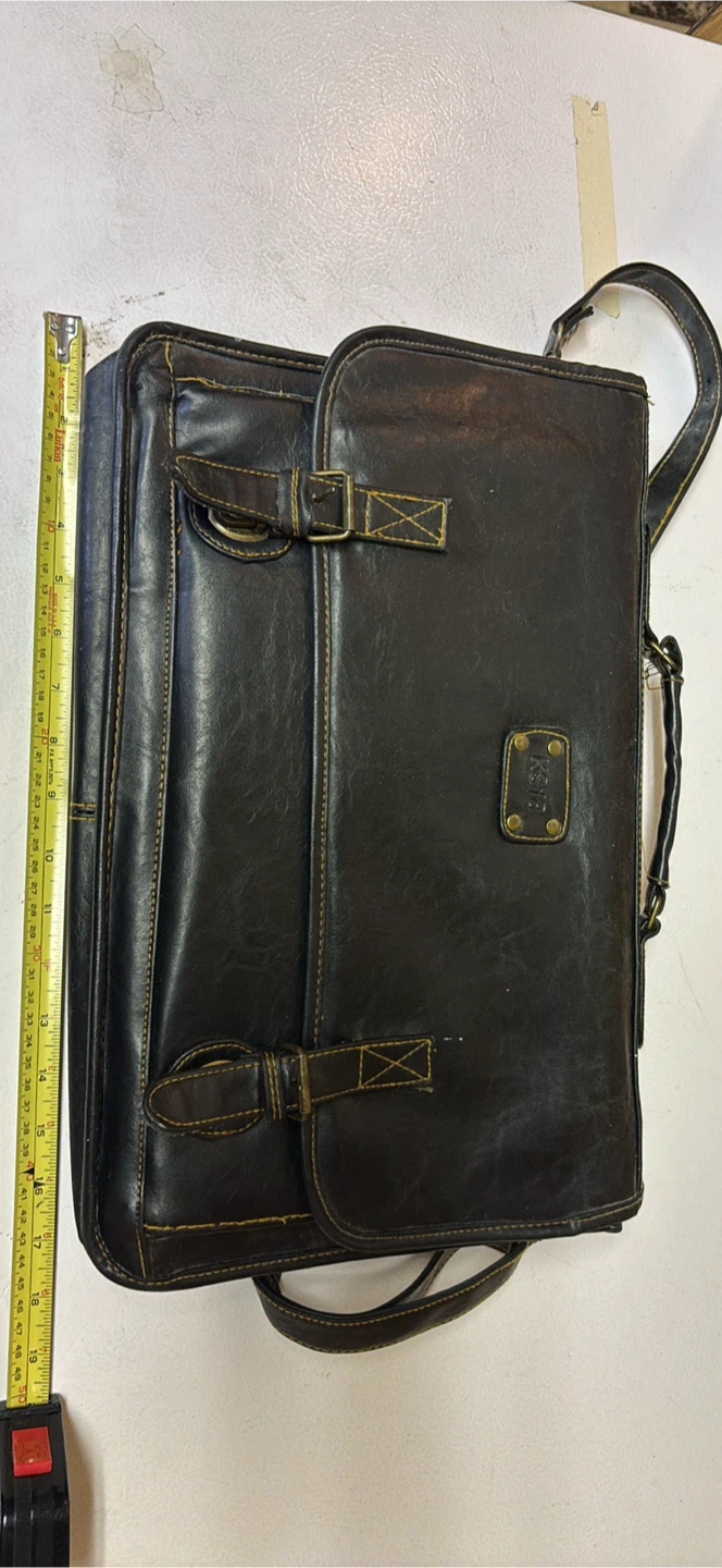 Dark Brown Faux Leather Briefcase - photo 4