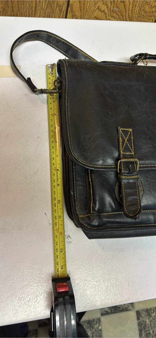 Dark Brown Faux Leather Briefcase - photo 5