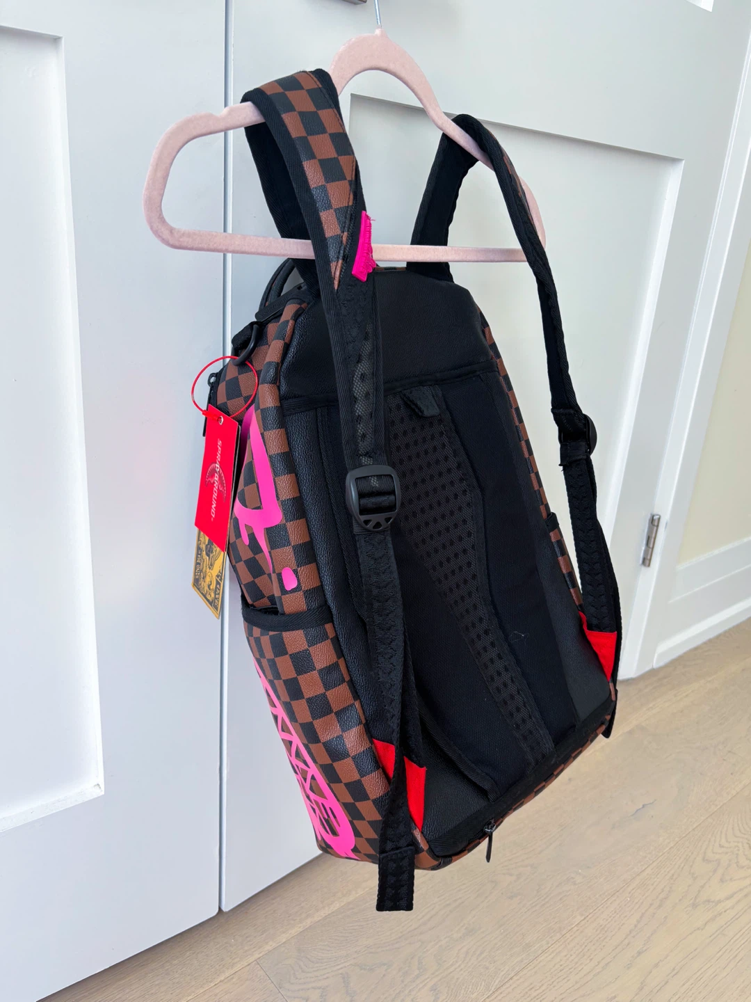 Sprayground Pink Drip DLX Brown Checkered Backpack - photo 3