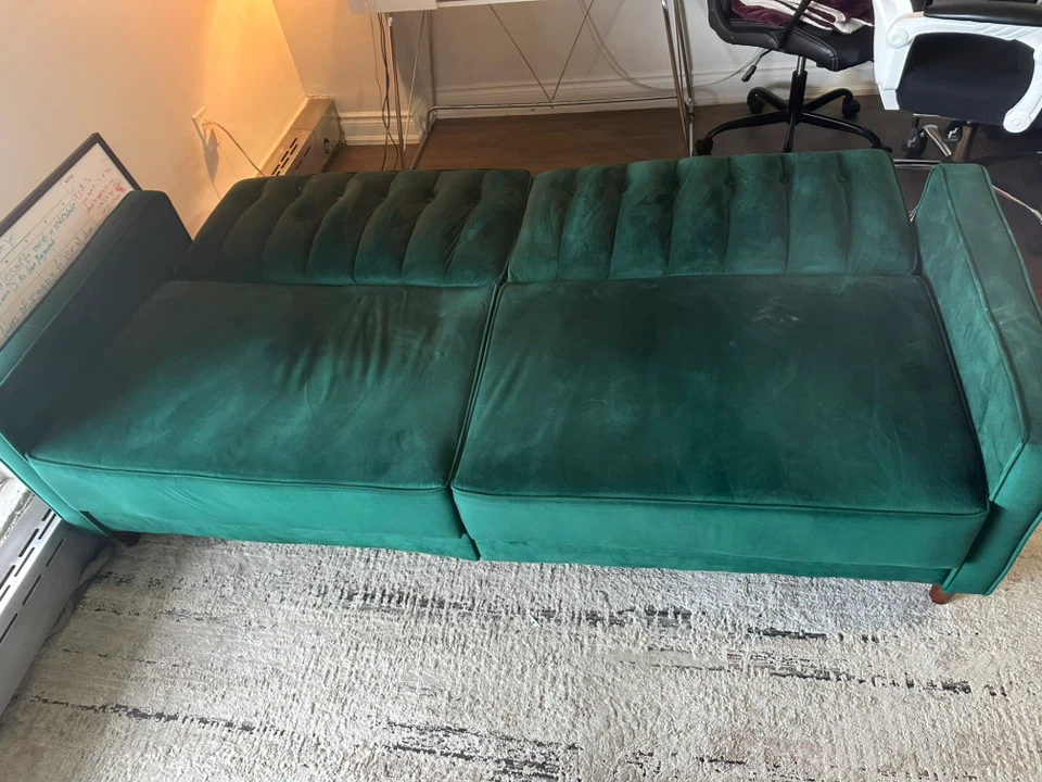 AVAILABLE !! Green Velvet Sofa Bed - photo 3