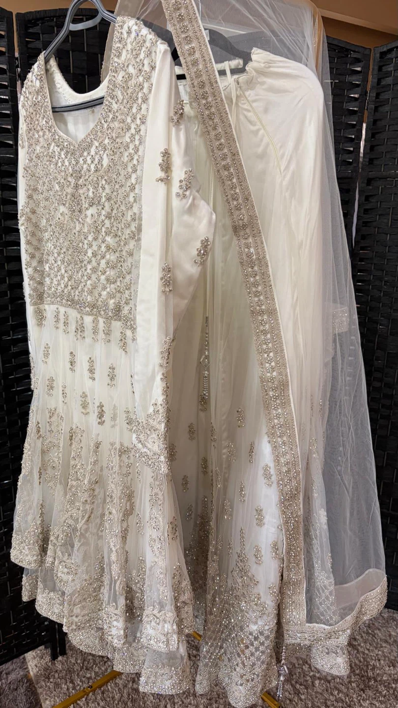 White Embroidered Pakistani Suit Set