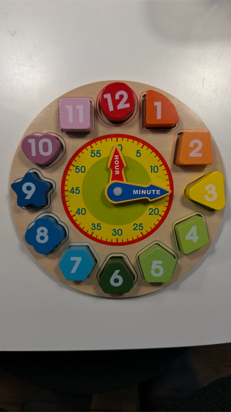 Wooden Shape Sorter Clock Toy
