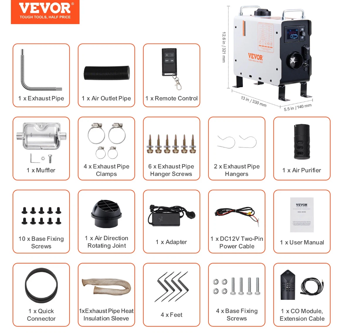 Diesel Heater 2 kW, Bluetooth, sensor CO3 - photo 5