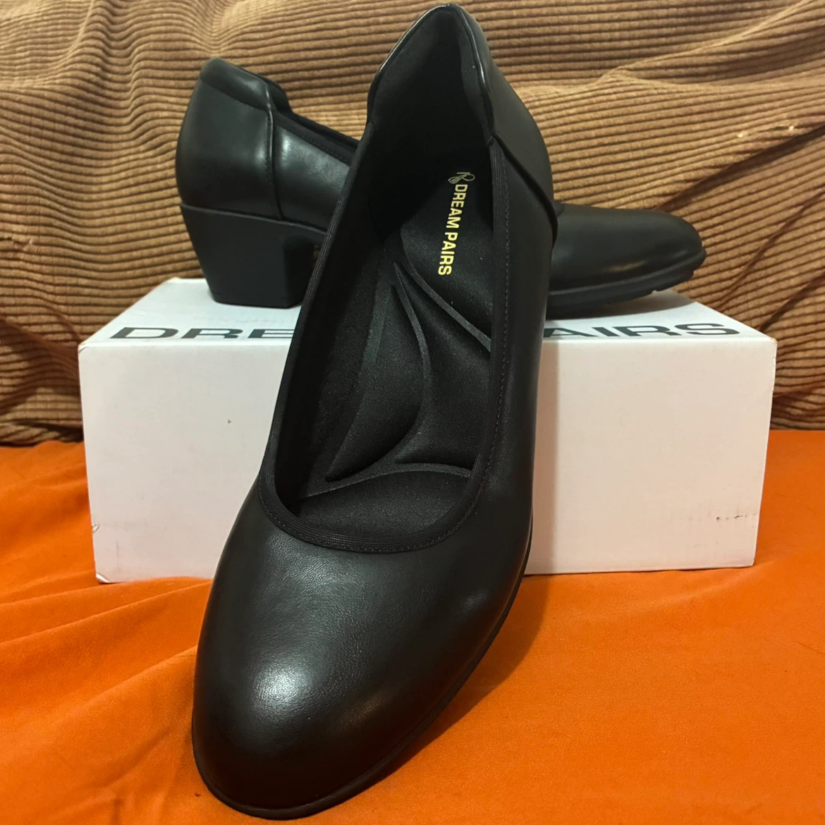 DREAM PAIRS Arch Support Low Chunky Block Work Dress Pumps