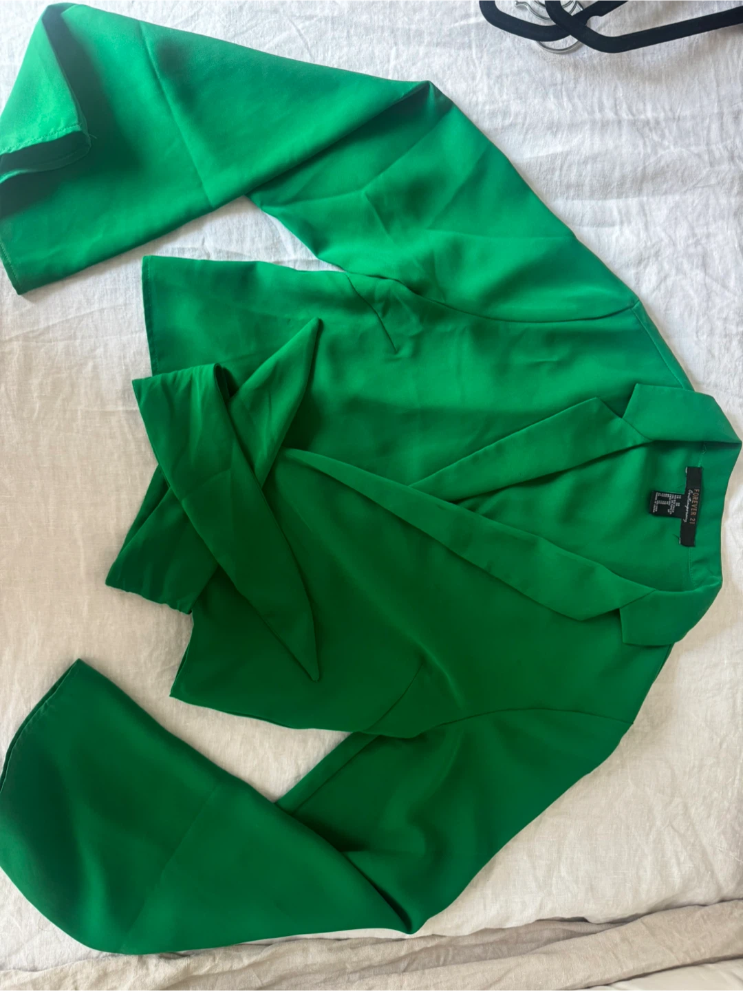 Green Wrap Crop Blouse
