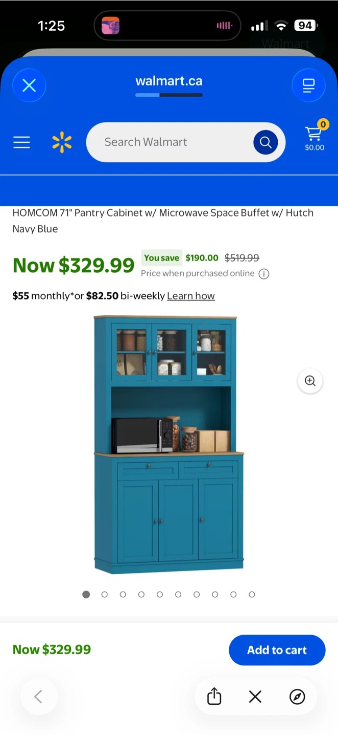 HOMCOM 71" Pantry Cabinet with Microwave Space Buffet Hutch