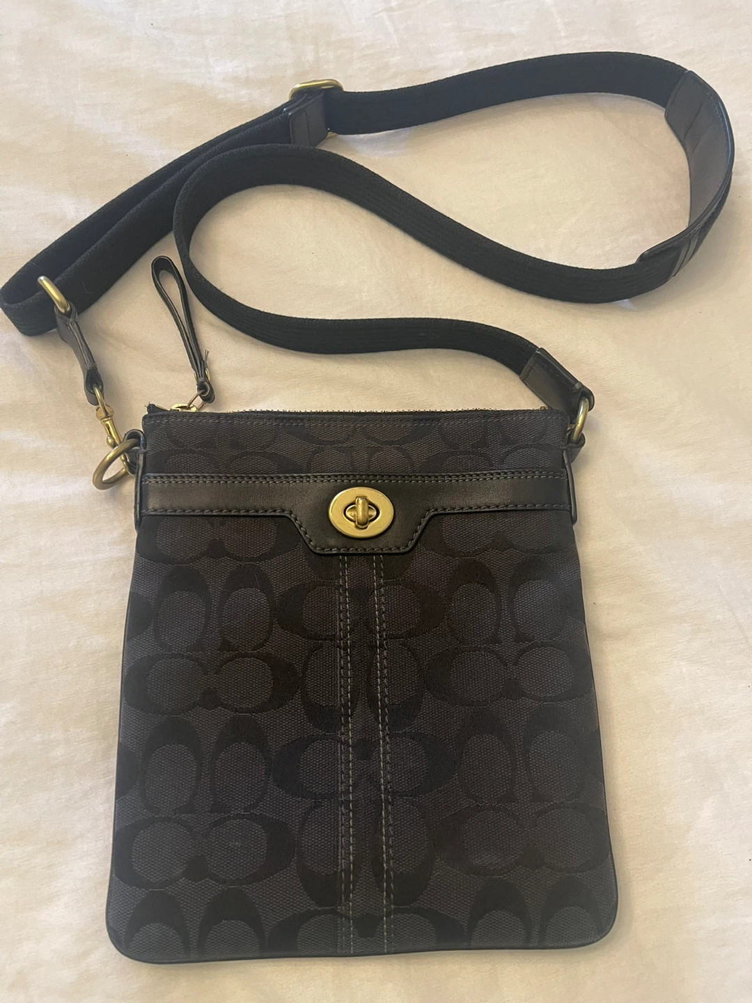 Coach Vintage Y2K crossbody bag in black canvas signature C logo
