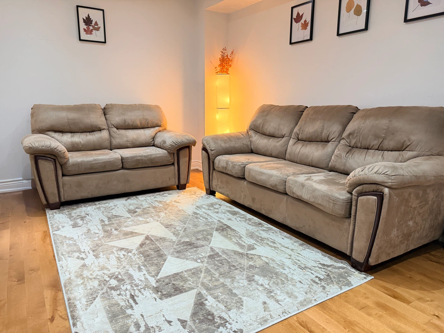 Beige Sofa Set - Loveseat and Couch