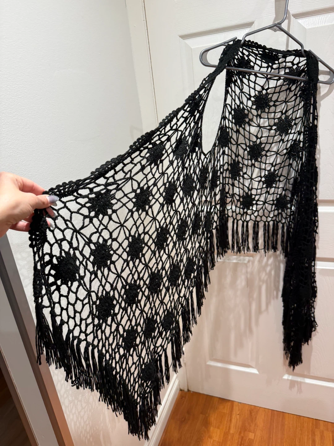 Black Crochet Vest with Fringe - photo 2