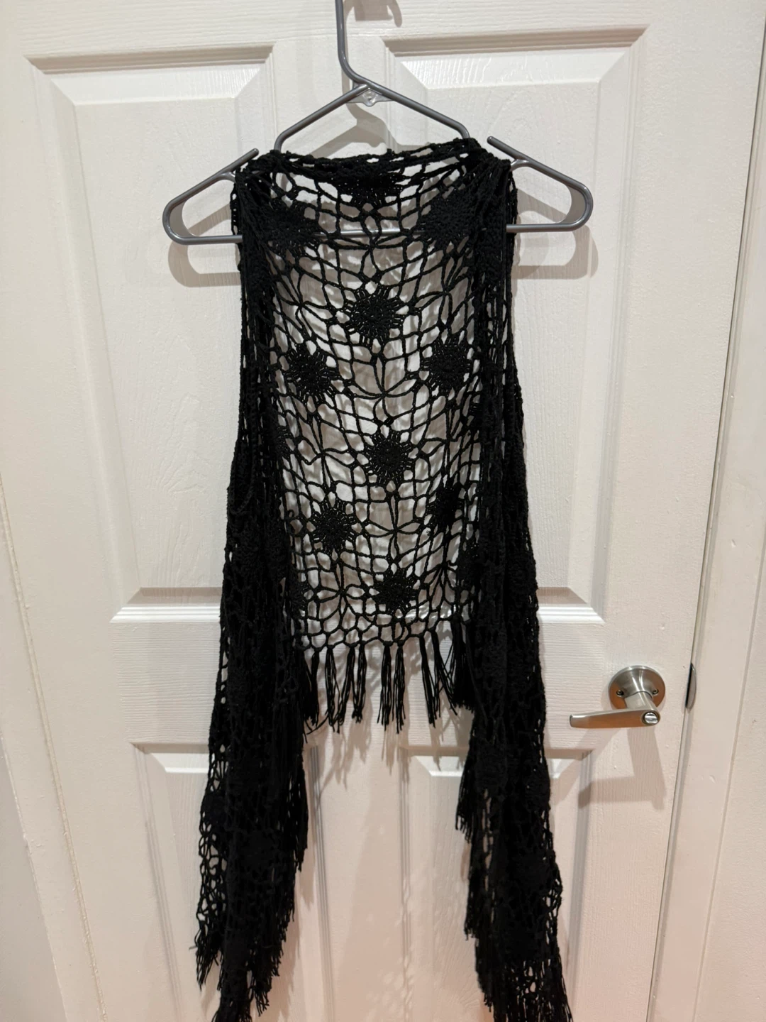 Black Crochet Vest with Fringe - photo 3