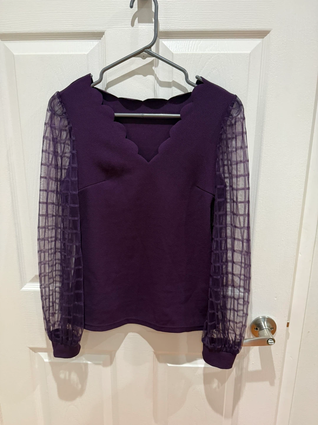 SHEIN Purple Sheer Sleeve Top