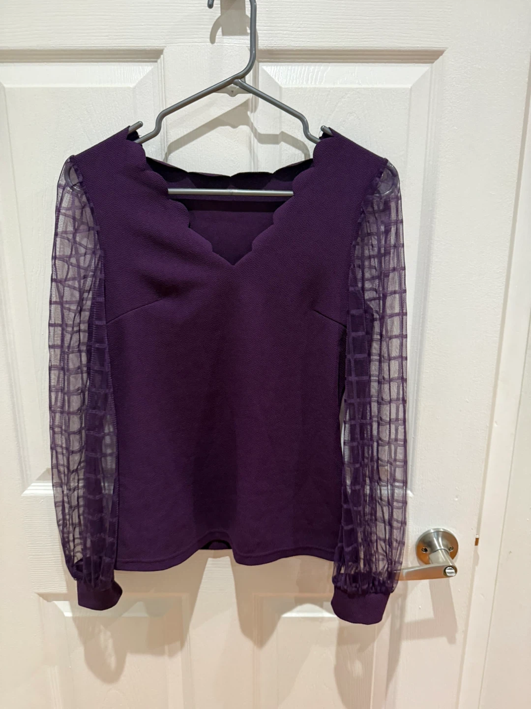 SHEIN Purple Sheer Sleeve Top - photo 2
