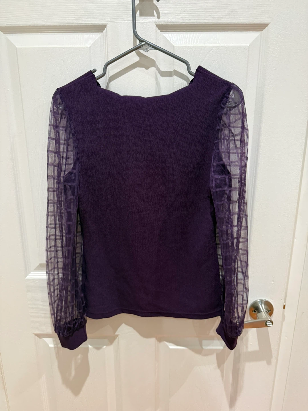 SHEIN Purple Sheer Sleeve Top - photo 3