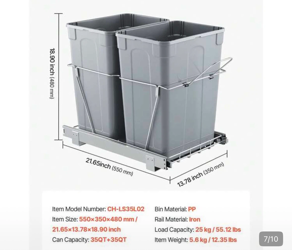 Double Pull-Out Trash Can System – NEW – - photo 3