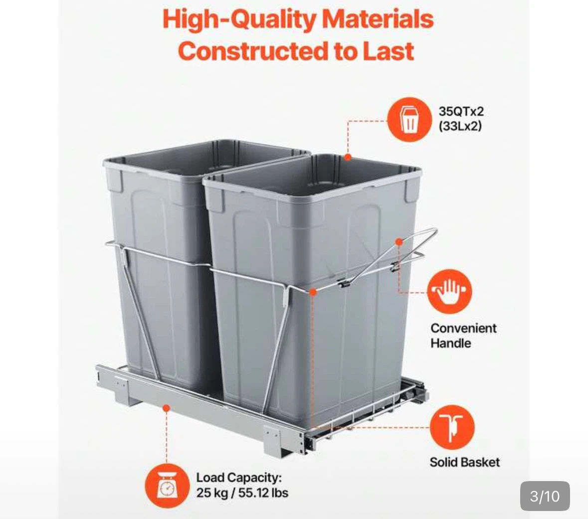 Double Pull-Out Trash Can System – NEW – - photo 5