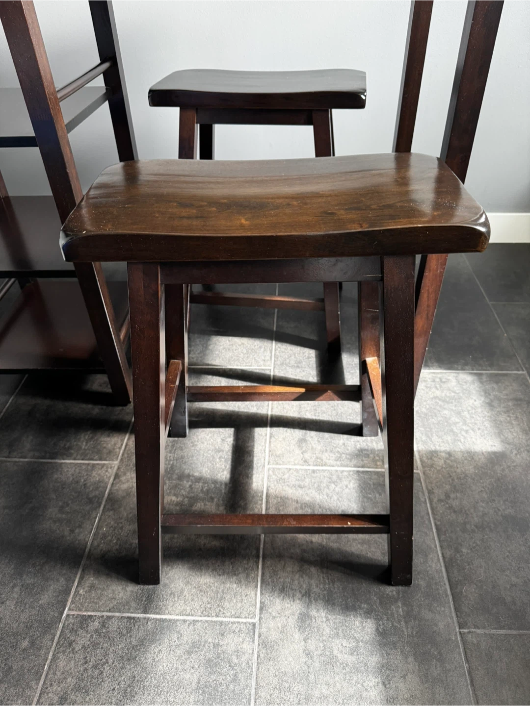 Dark Wood Counter Height Table Set - photo 4