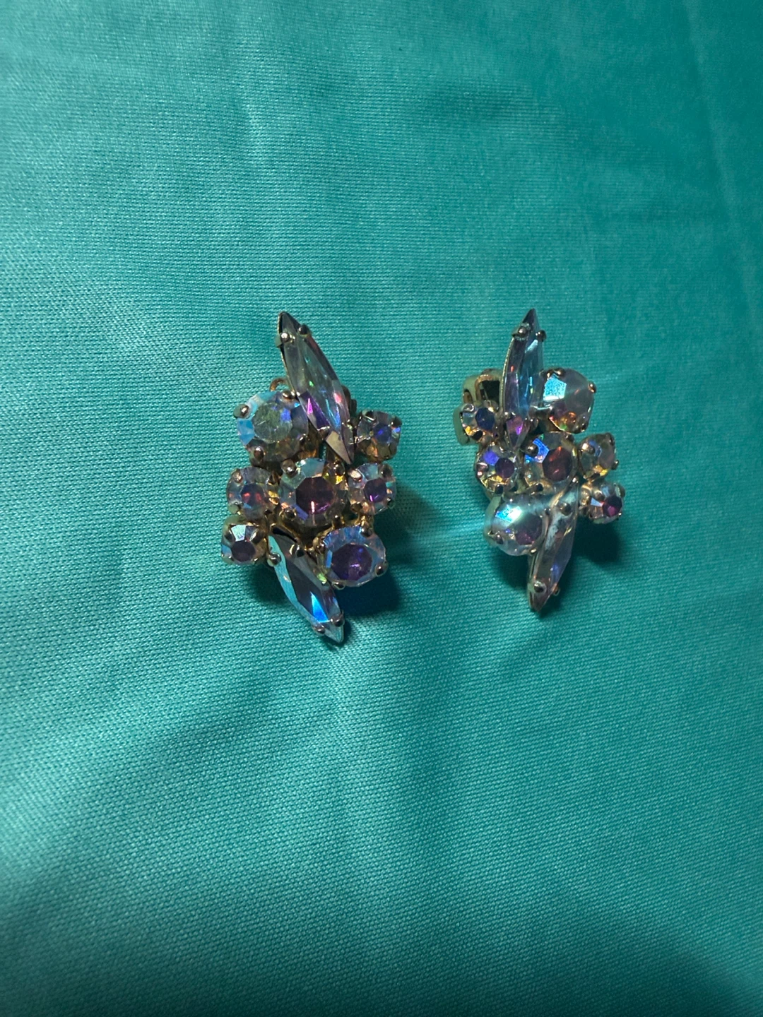 Sparkling Aurora Borealis (AB) crystals Clip-On Earrings