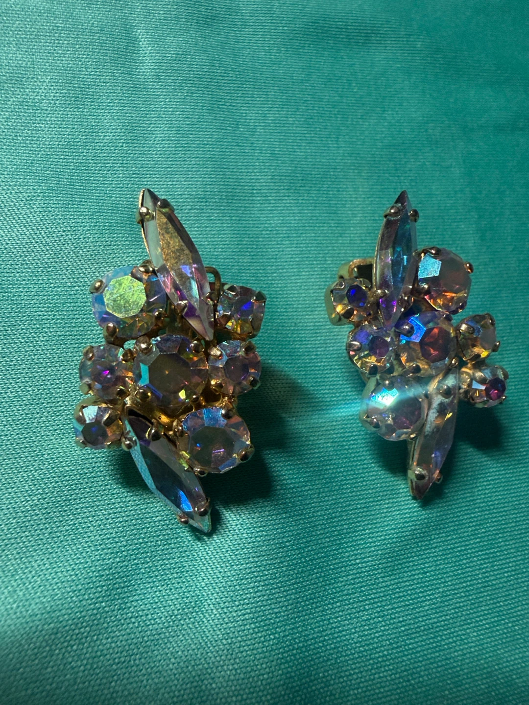 Sparkling Aurora Borealis (AB) crystals Clip-On Earrings - photo 2