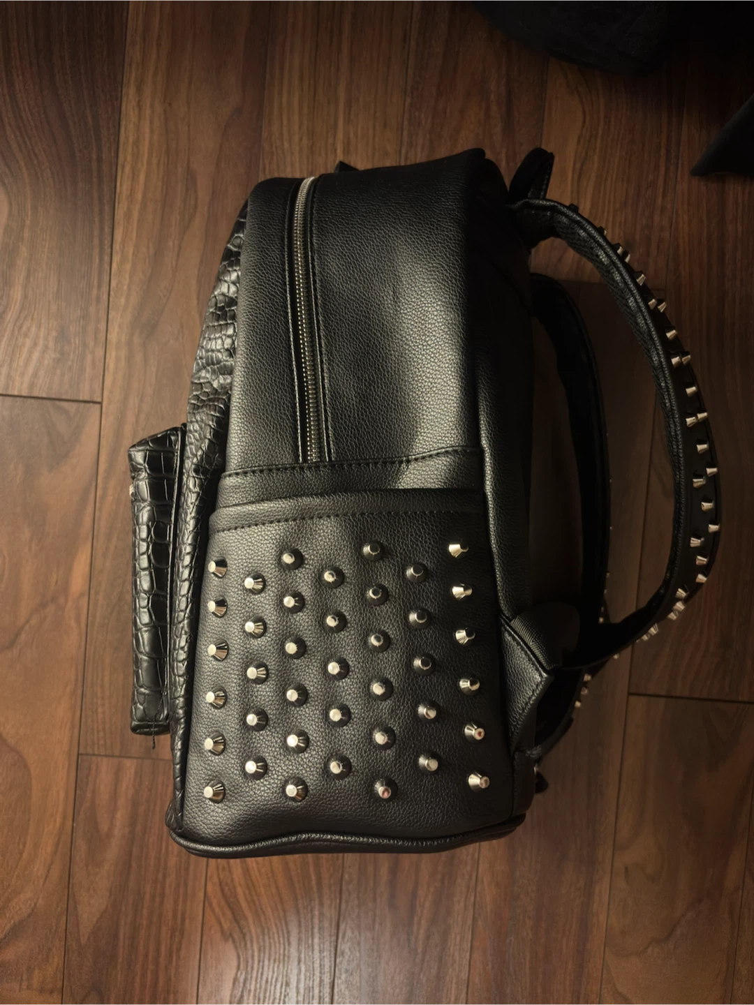 Black Crocodile Studded Backpack - photo 3