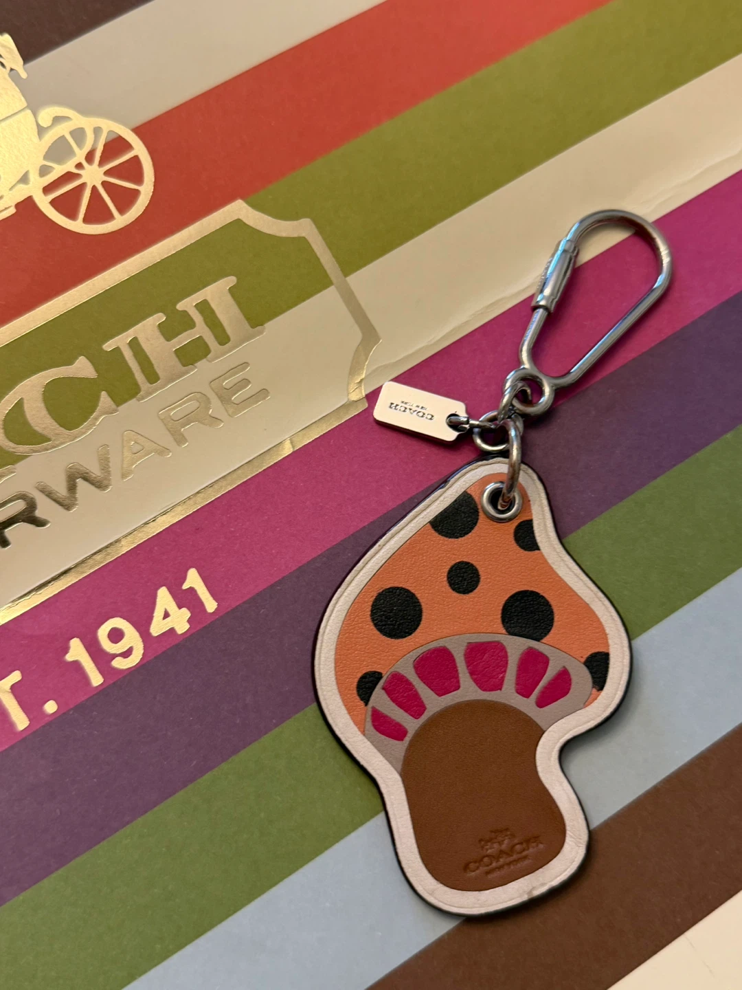🍄 RARE Vintage Coach Leather Mushroom Bag Charm (F54922)