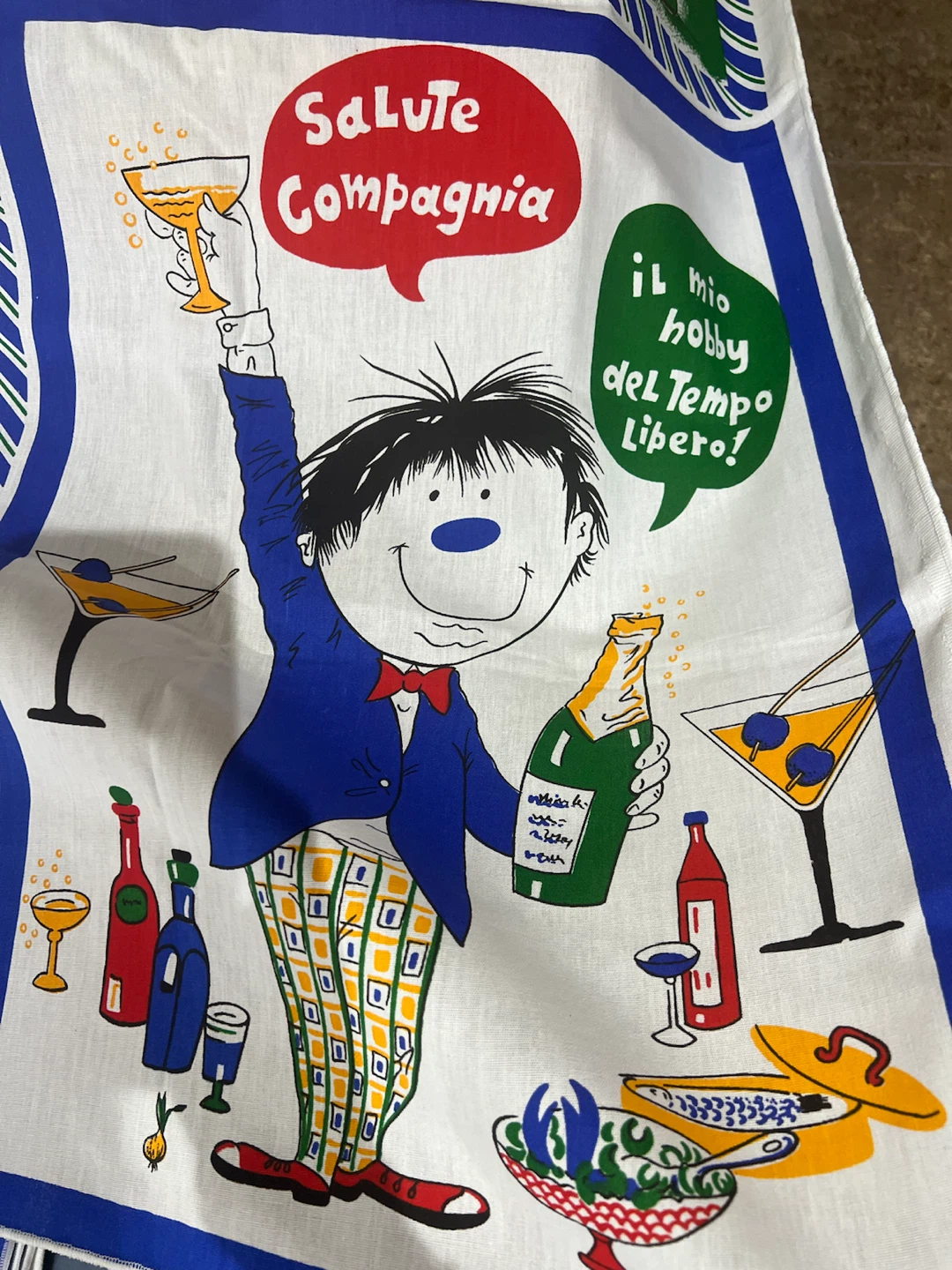 Vintage Italian-themed cotton kitchen towel
