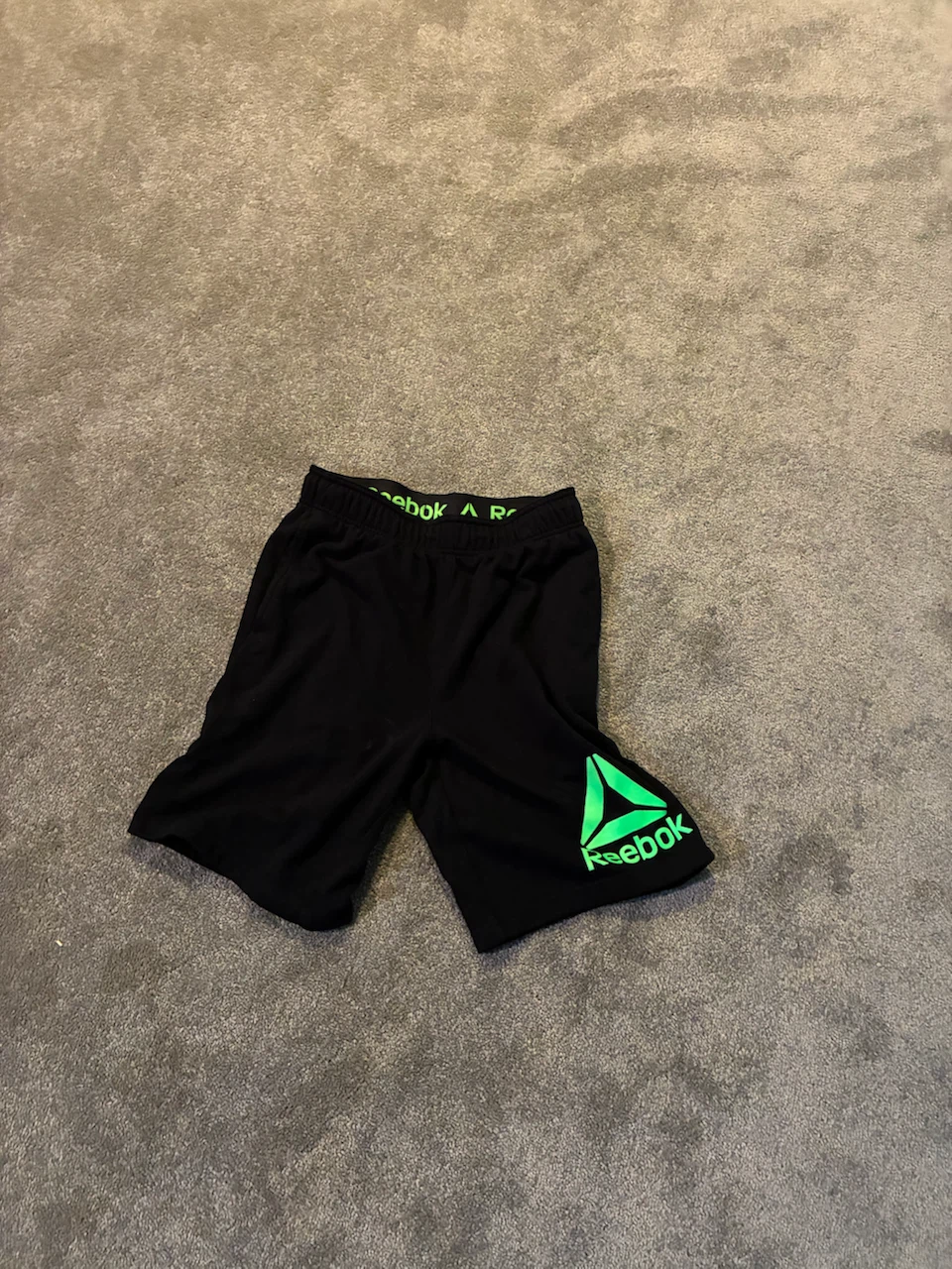 Reebok Black and Neon Green Athletic Shorts