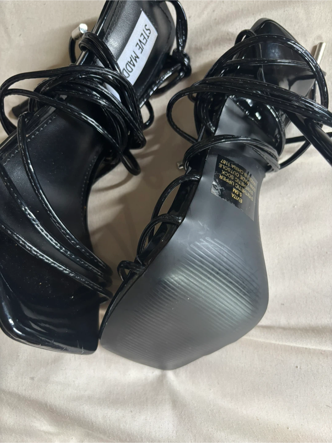 Steve Madden Black strapped Heels Size 5 - photo 2