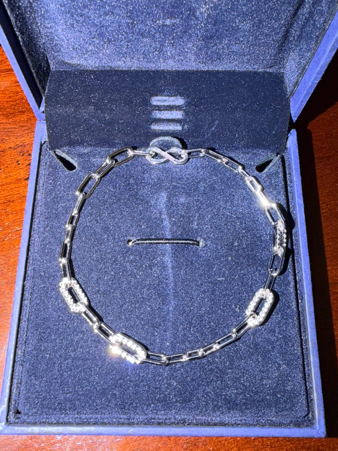Swarovski bracelet Silver-Tone Crystal Link Bracelet, 8 inch - photo 2