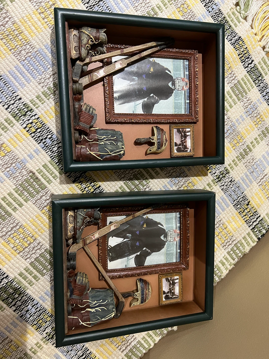 Set of 2 Hockey Shadow Box Wall Decor