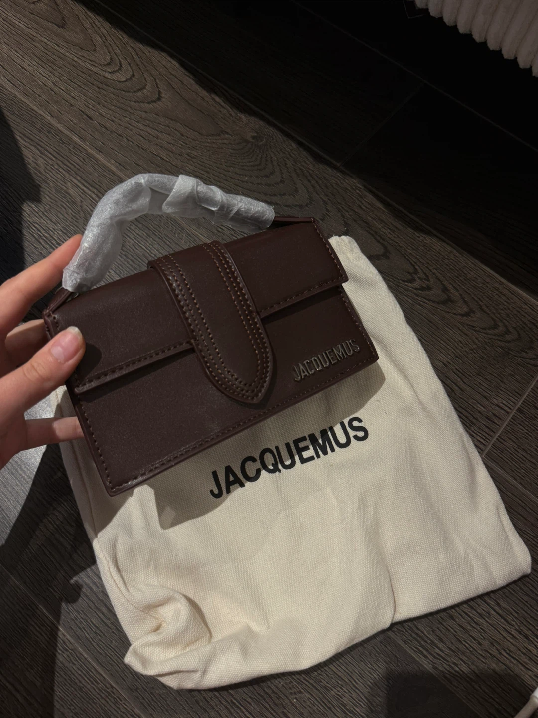 Jacquemus Brown Leather Wallet on Chain