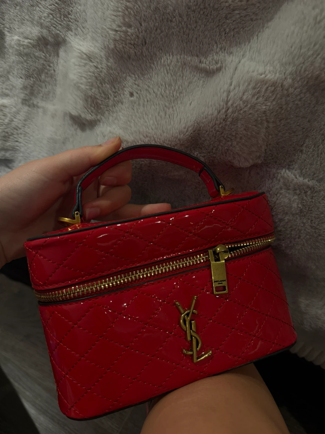 Saint Laurent Red Patent Leather Vanity Case