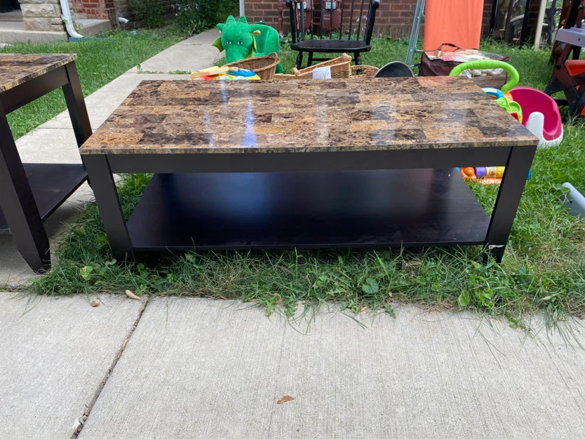 2-Piece Faux Marble Table Set