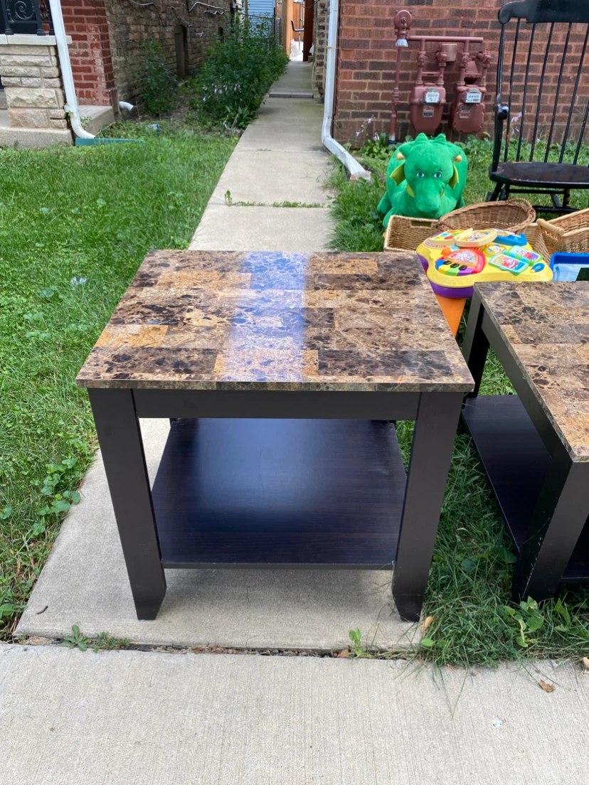 2-Piece Faux Marble Table Set - photo 3