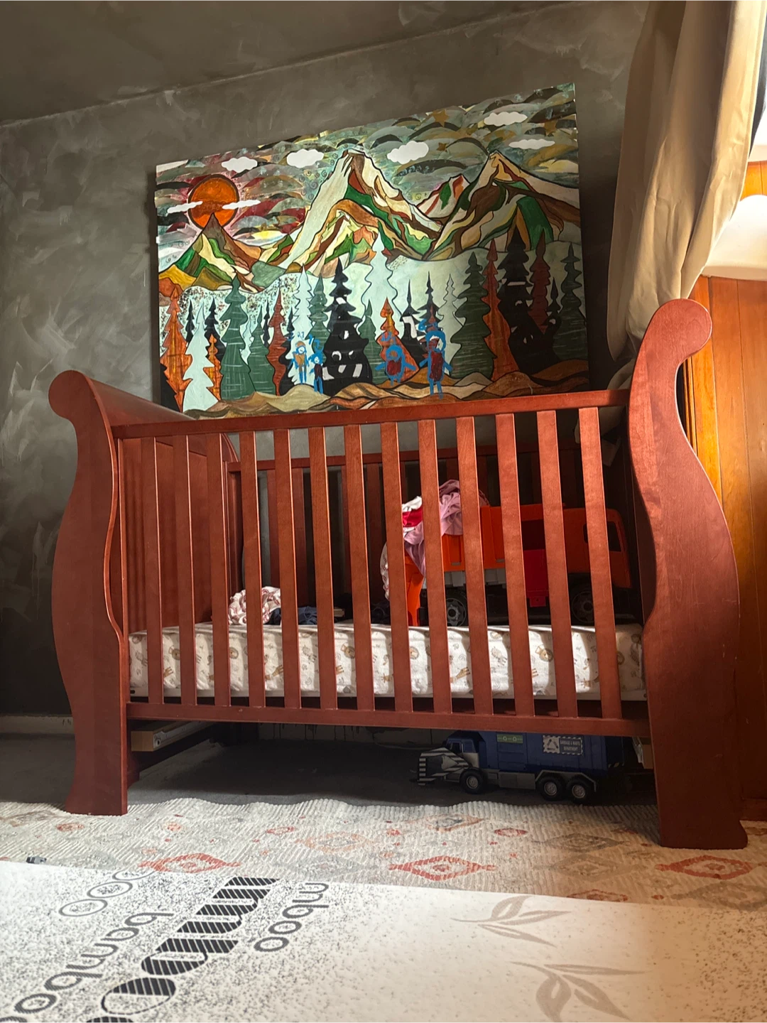 Wooden Sleigh Style Crib