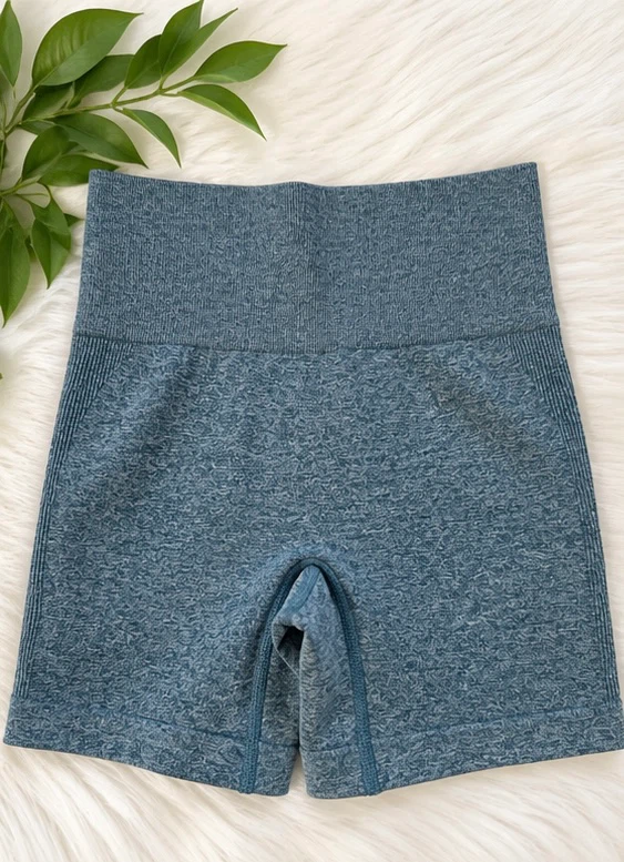 Women’s Gray Blue High Waisted Scrunch Butt Workout ShortsSize S