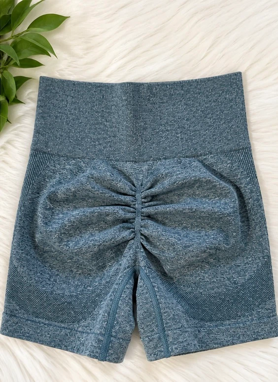 Women’s Gray Blue High Waisted Scrunch Butt Workout ShortsSize S - photo 2