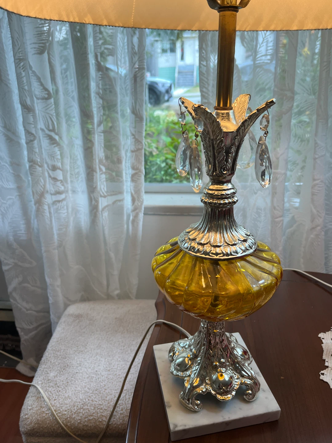 Pair of Vintage Amber Glass Table Lamps - photo 2