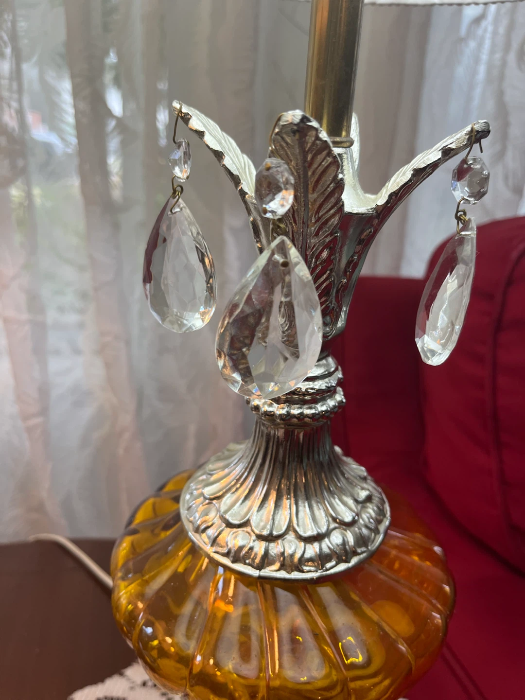 Pair of Vintage Amber Glass Table Lamps - photo 4