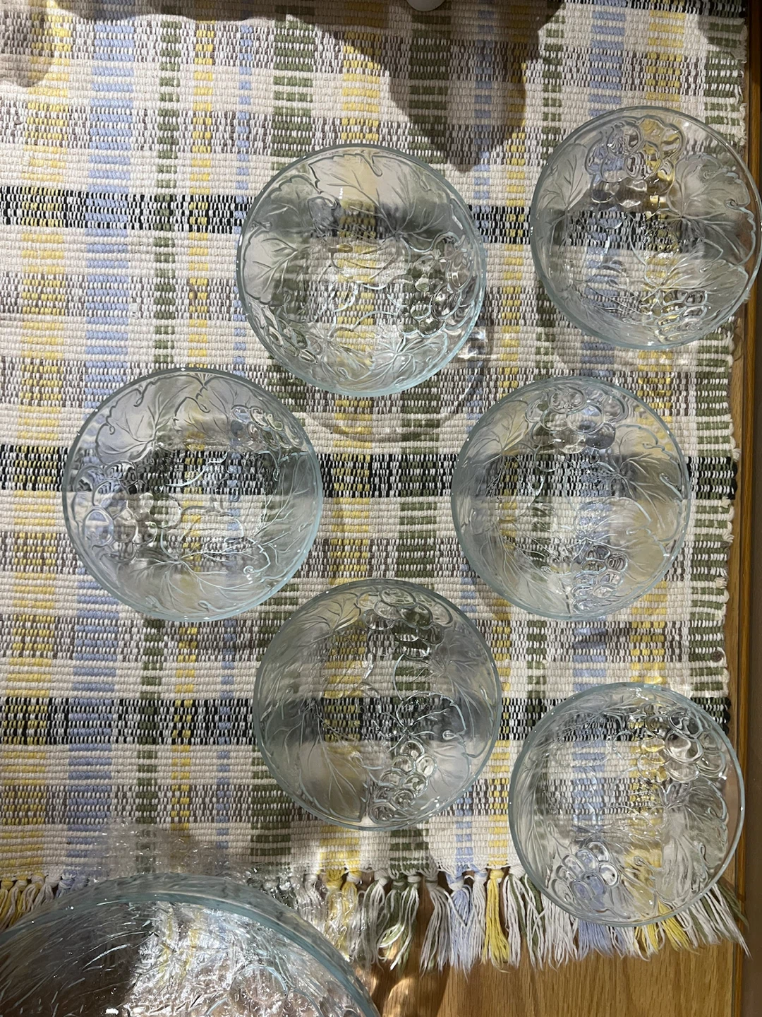 Clear Glass Bowls Set with Grape Design
